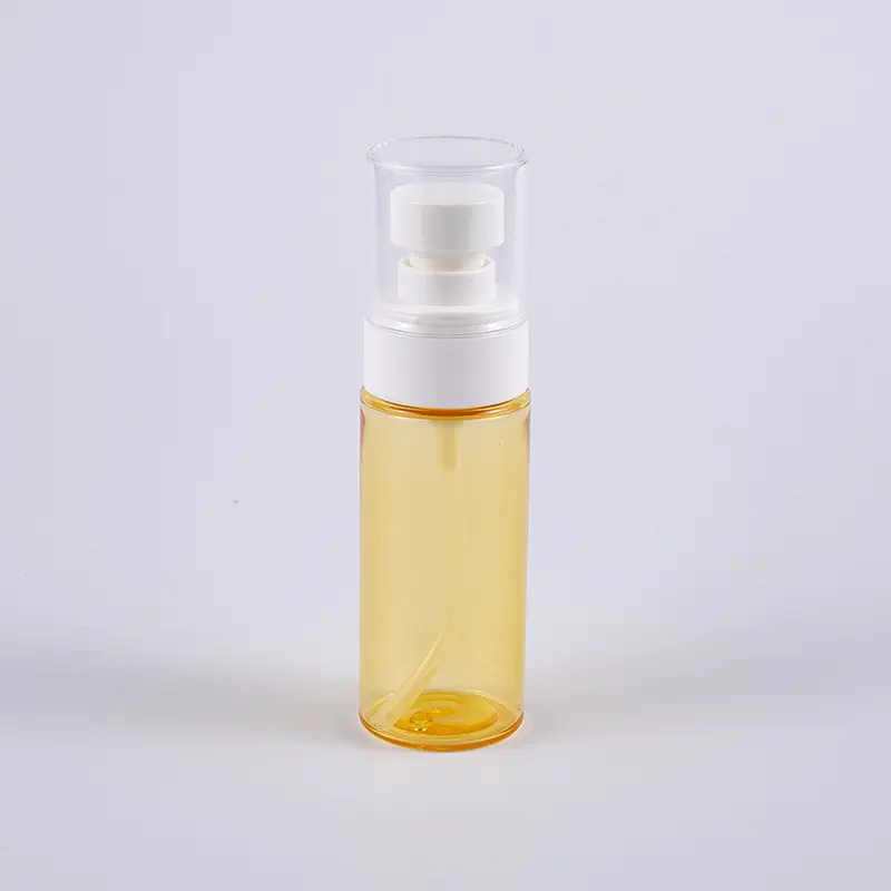 Botella gruesa de la loción de la pared del color semitransparente de la forma redonda 50ml PETG con la bomba plástica del rociador 