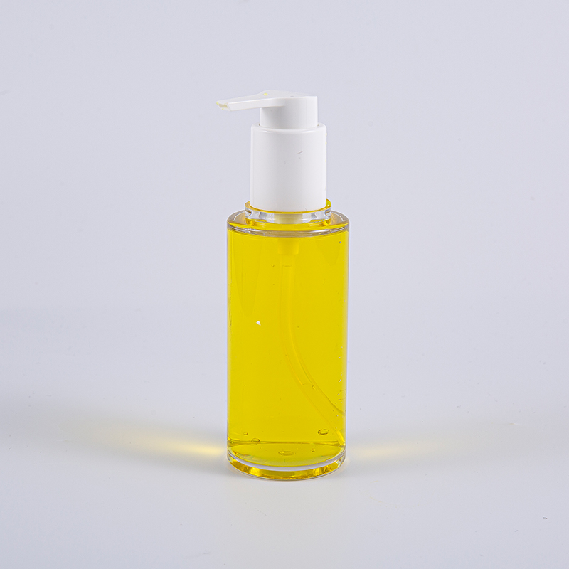 Botella clara de la loción de la forma redonda de PETG 100ml con la bomba plástica blanca Botella clara de la loción de la forma redonda de PETG 100ml con la bomba plástica blanca