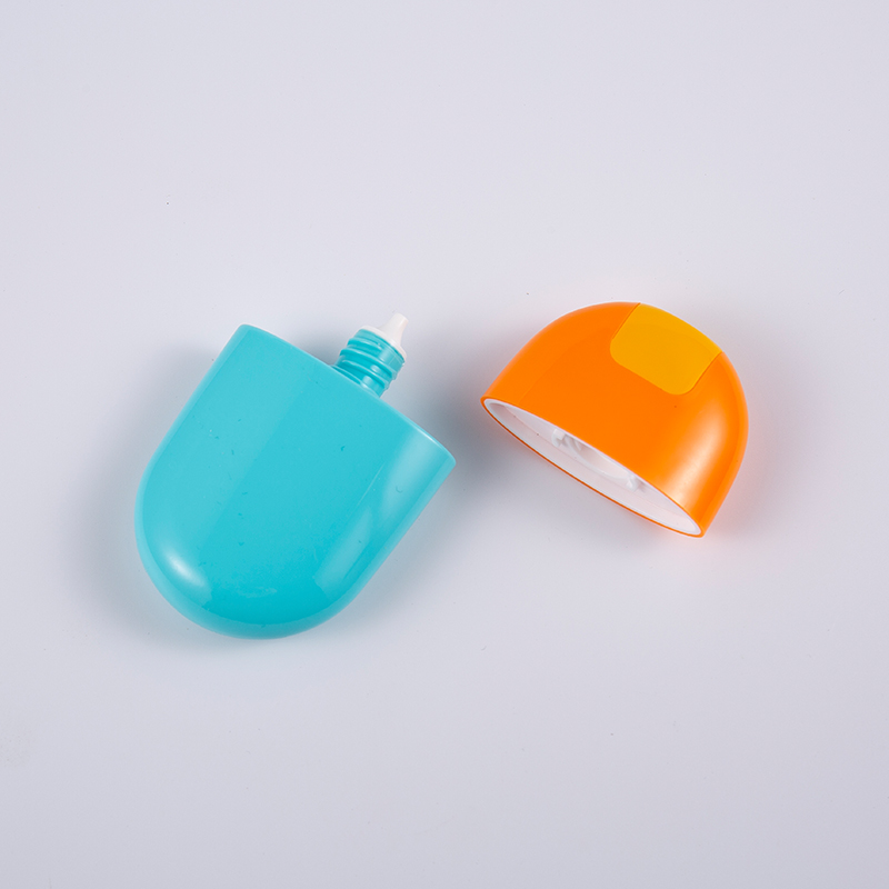 Botella de protección solar multicapa EVOH de color azul sólido de 30 ml y 50 ml con tapón de rosca