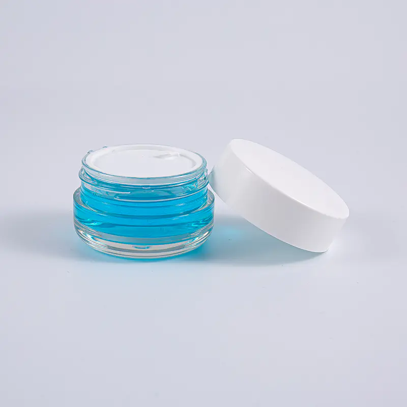 Tarro poner crema de la pared gruesa transparente de la forma redonda PETG 50g con el tapón de tuerca blanco Tarro poner crema de la pared gruesa transparente de la forma redonda PETG 50g con el tapón de tuerca blanco