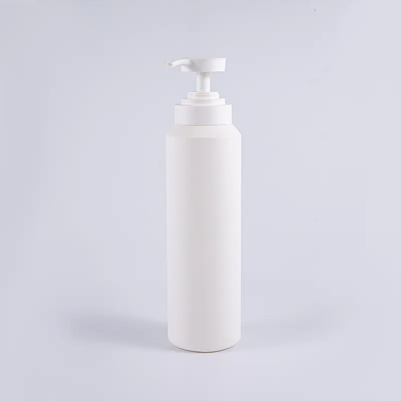 Botella de limpieza de gran tamaño redonda blanca y negra de la bomba de 1000ml PE de la suavidad al tacto