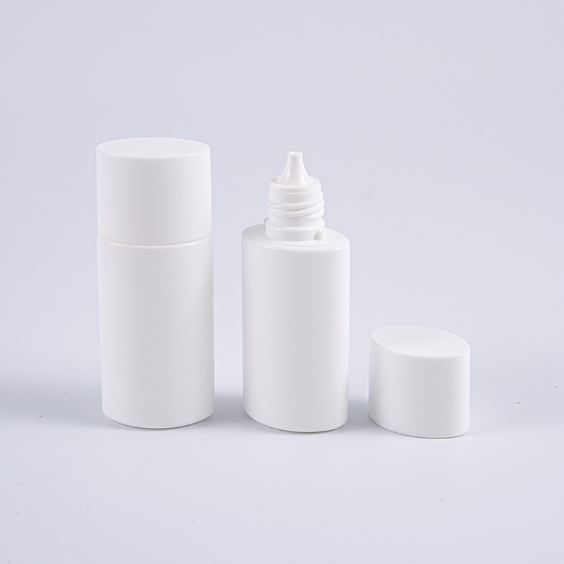 Botella de protección solar de PE blanca de 15 ml con forma ovalada 