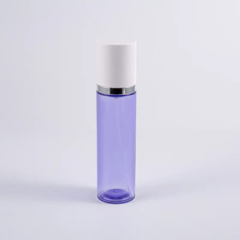 Botella redonda púrpura de la loción del suero del color 35ml con la bomba de aluminio