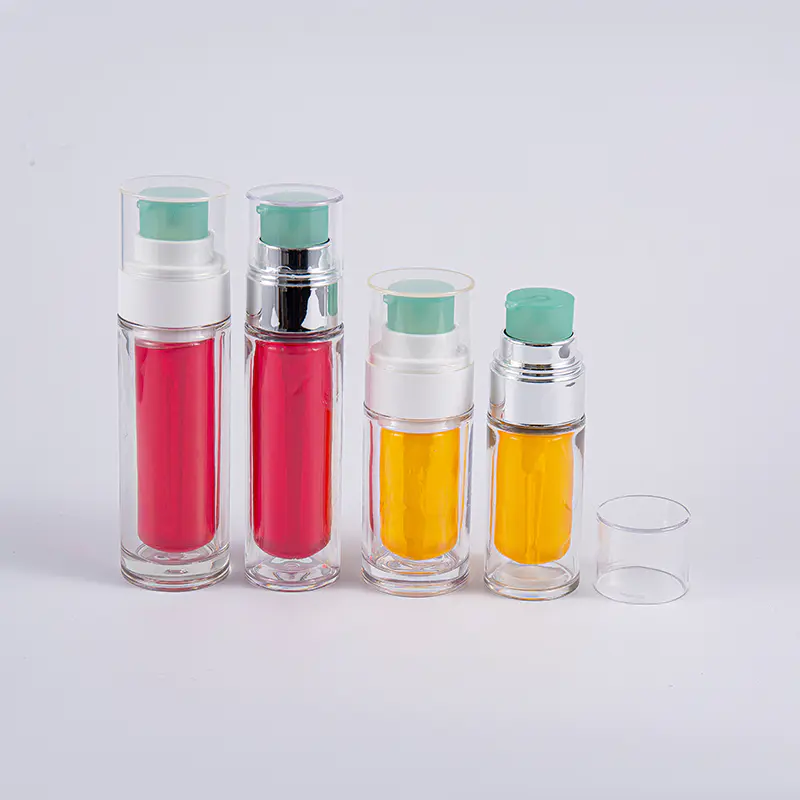Botella de PETG transparente con bolsa interior compuesta multicapa Botella de vacío de 30 ml y 50 ml con bomba