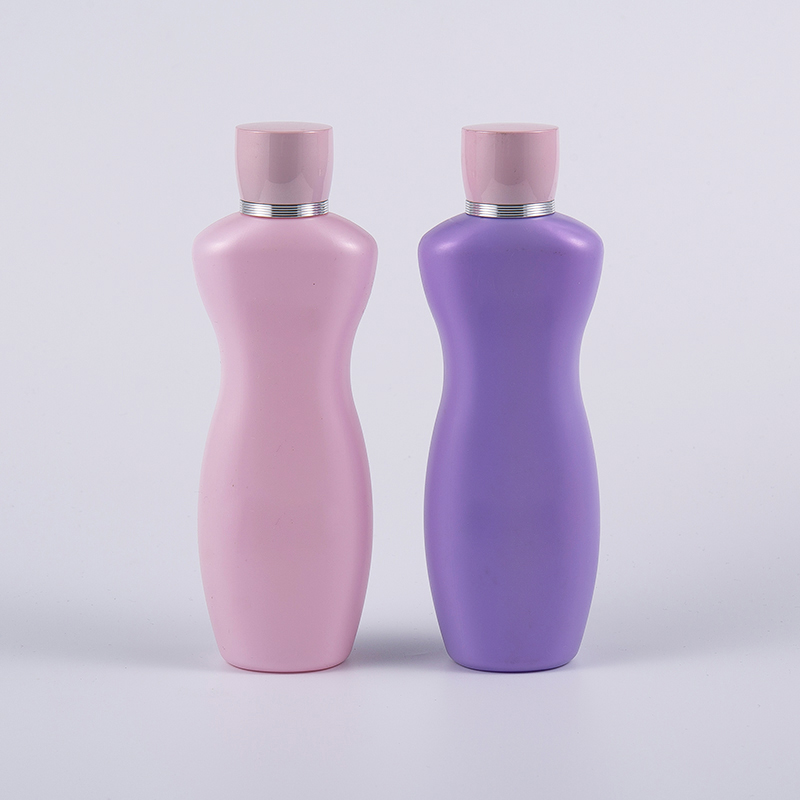 Botella ergonómica del lavado del baño de la loción corporal de la forma 200ml PE del color púrpura rosado