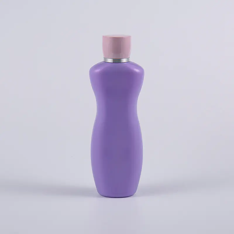 Botella ergonómica del lavado del baño de la loción corporal de la forma 200ml PE del color púrpura rosado Botella ergonómica del lavado del baño de la loción corporal de la forma 200ml PE del color púrpura rosado